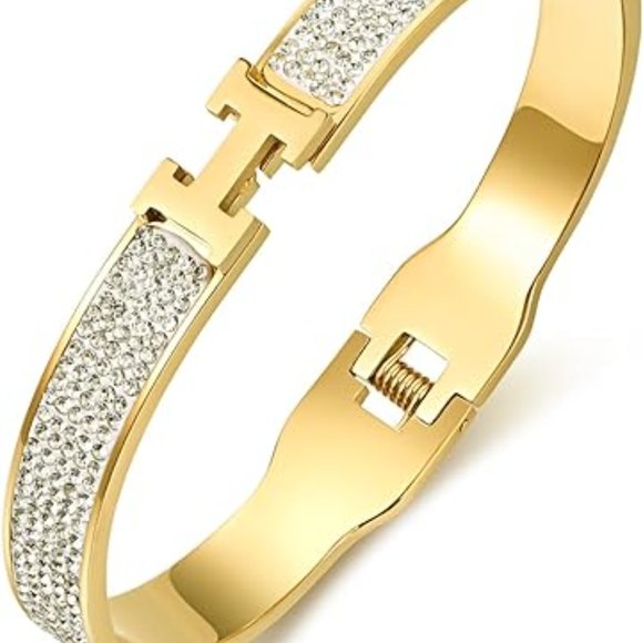 Sineed by Neiman Marcus Luxury H Design Gold Plated Bracelet - Picture 5 of 5